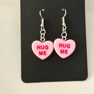 Valentine hug me heart earrings
